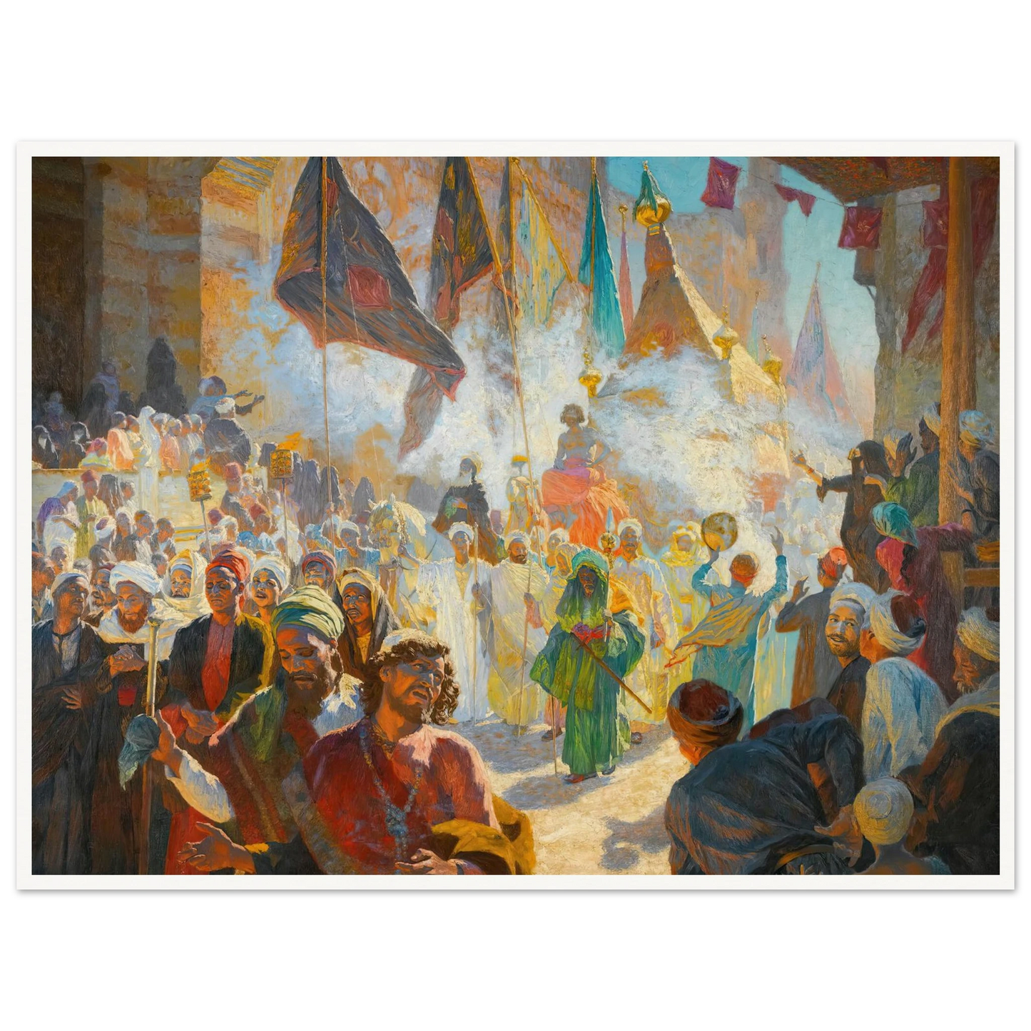 The Procession Of The Mahmal Through The Streets Of Cairo Art Print | Ludwig Deutsch - Framed Poster - 30x40 cm / 12x16″ - Black frame