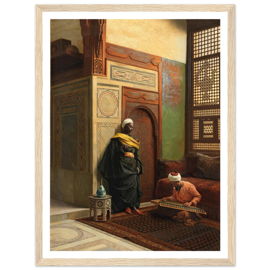 The Qanun Player (1903) Art Print | Ludwig Deutsch - Framed Poster - 30x40 cm / 12x16″ - Black frame