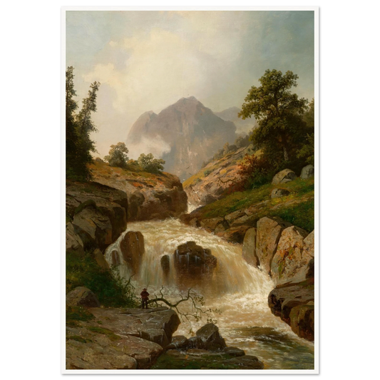 The Rippling River Art Print | Hermann Ottomar Herzog - Framed Poster - 30x40 cm / 12x16″ - Black frame