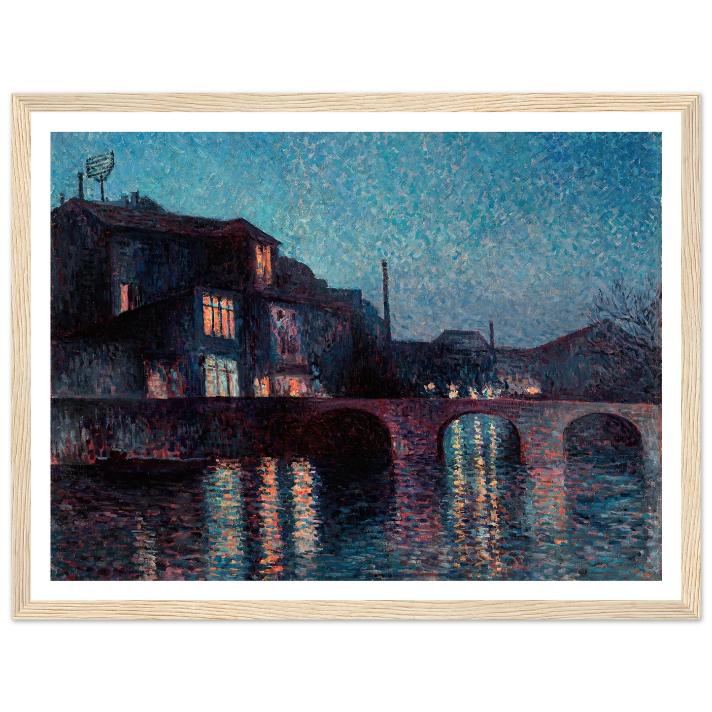 The River Sambre in Charleroi (1896) Art Print | Maximilien Luce - Framed Poster - 30x40 cm / 12x16″ - Black frame