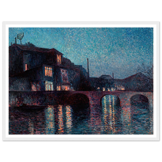 The River Sambre in Charleroi (1896) Art Print | Maximilien Luce - Framed Poster - 30x40 cm / 12x16″ - Black frame