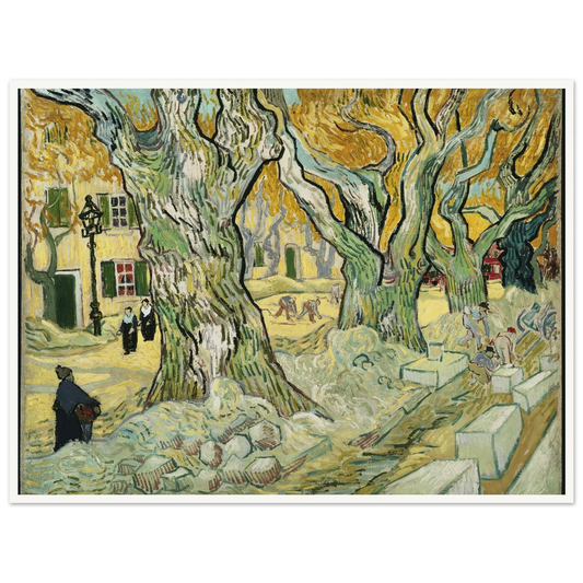The Road Menders Art Print | Vincent van Gogh - Framed Poster - 30x40 cm / 12x16″ - Black frame