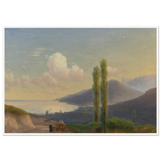 The Road To Gurzuf, Crimea (CIRCA 1878) Art Print | Ivan Konstantinovich Aivazovsky - Framed Poster - 30x40 cm / 12x16″ - Black frame