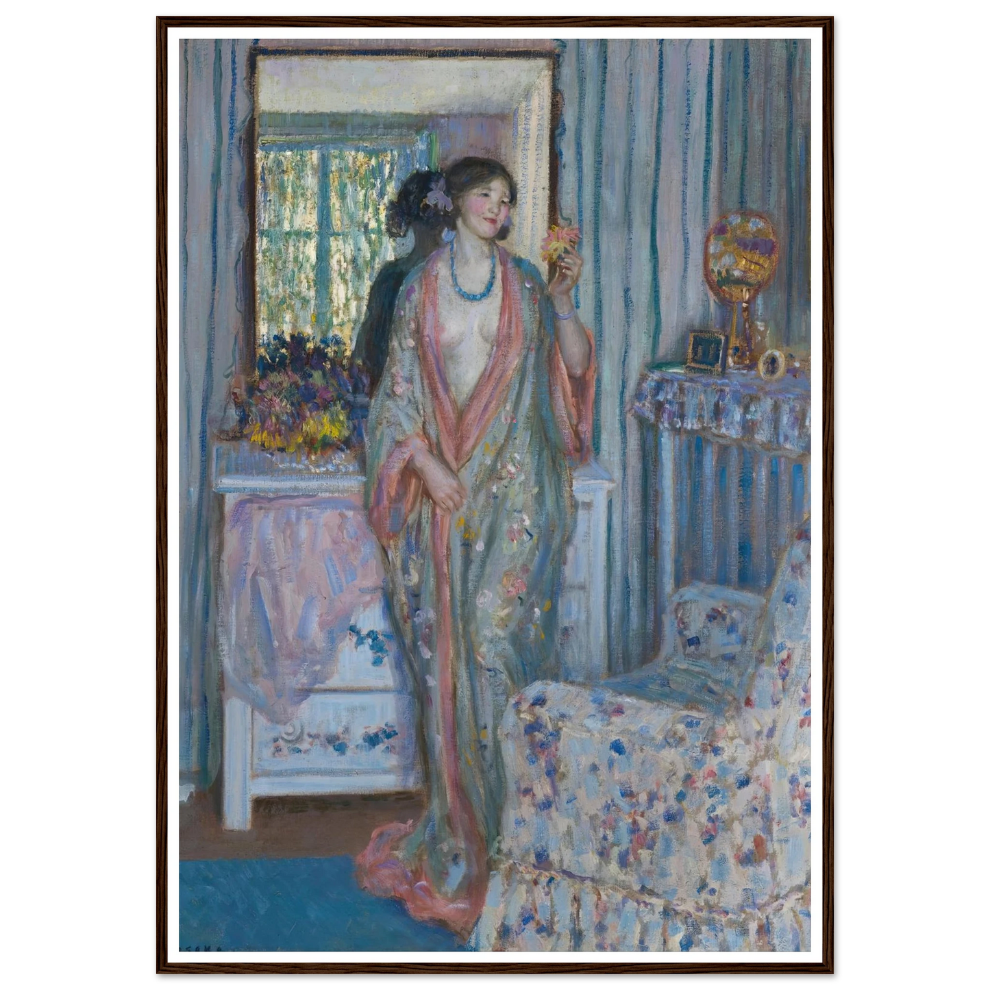 The Robe (1915) Art Print | Frederick Carl Frieseke - Framed Poster - 30x40 cm / 12x16″ - Black frame