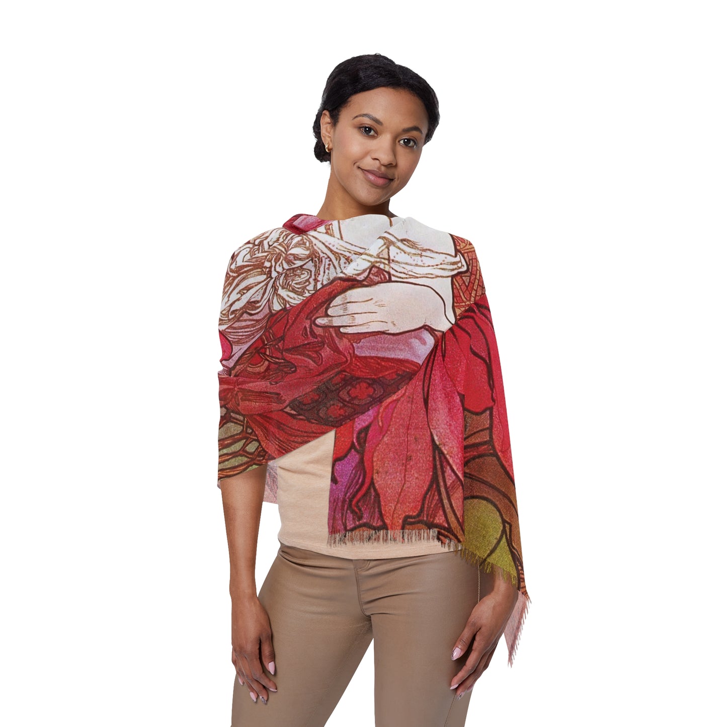 The Ruby | Alphonse Mucha Scarf – Art Nouveau Scarf - - 27" × 71'' -