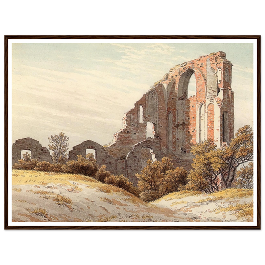 The Ruins of Eldena Art Print | Caspar David Friedrich - Framed Poster - 30x40 cm / 12x16″ - Black frame