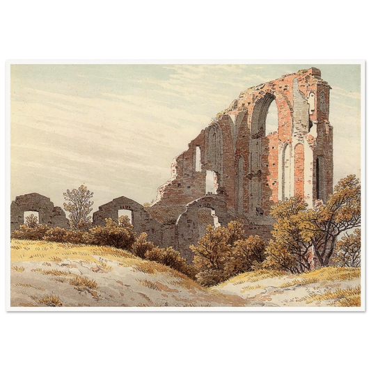The Ruins of Eldena Art Print | Caspar David Friedrich - Framed Poster - 30x40 cm / 12x16″ - Black frame