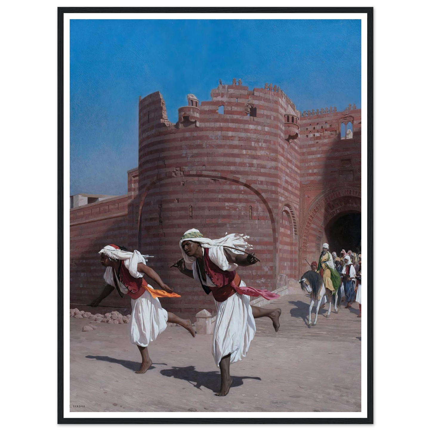 The runners of the Pasha (1867) Art Print | Jean Leon Gerome - Framed Poster - 30x40 cm / 12x16″ - Black frame