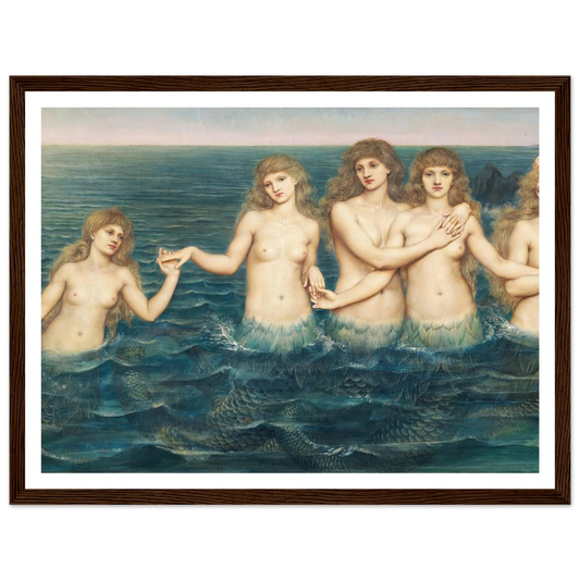 The Sea Maidens (ca 1885-1886) Art Print | Evelyn de Morgan - Framed Poster - 30x40 cm / 12x16″ - Black frame