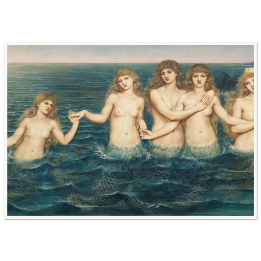 The Sea Maidens (ca 1885-1886) Art Print | Evelyn de Morgan - Framed Poster - 30x40 cm / 12x16″ - Black frame