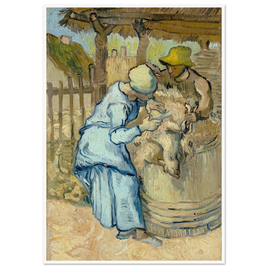 The Sheep-Shearer (After Millet) Art Print | Vincent van Gogh - Framed Poster - 30x40 cm / 12x16″ - Black frame