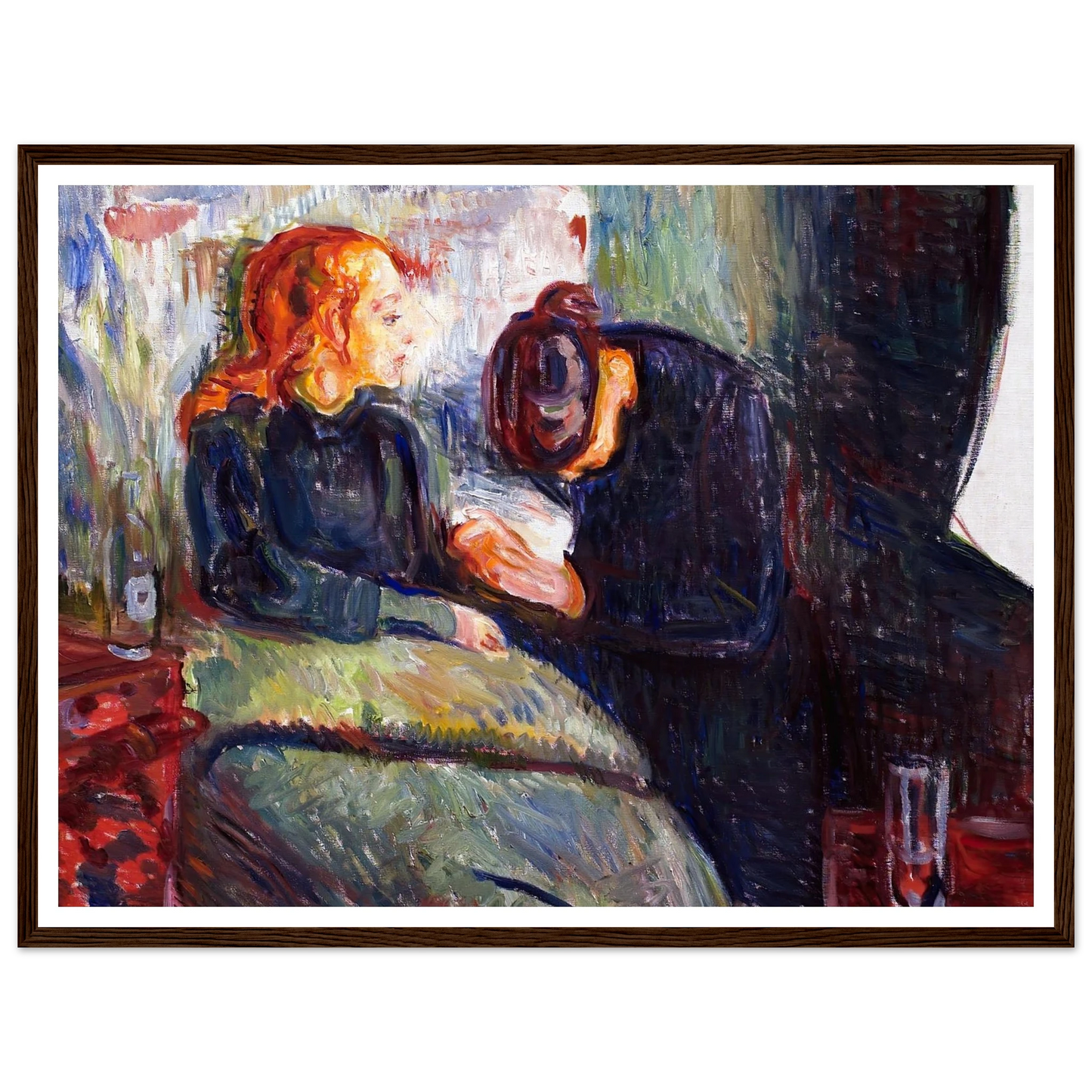 The Sick Child (1907) Art Print | Edvard Munch - Framed Poster - 30x40 cm / 12x16″ - Black frame