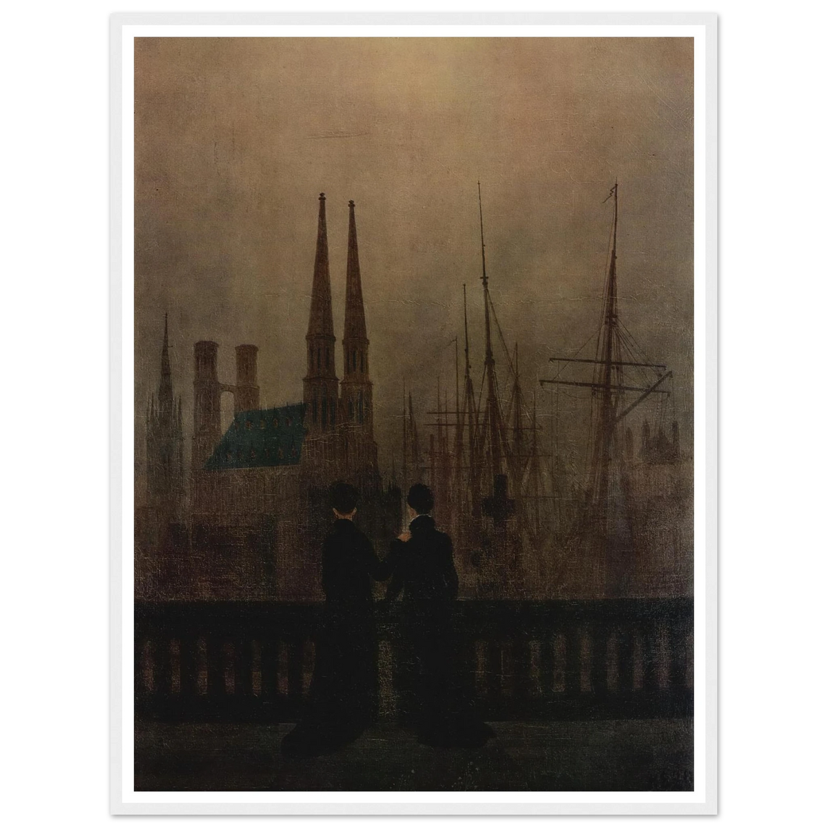 The Sisters on the Balcony (1820) Art Print | Caspar David Friedrich - Framed Poster - 30x40 cm / 12x16″ - Black frame