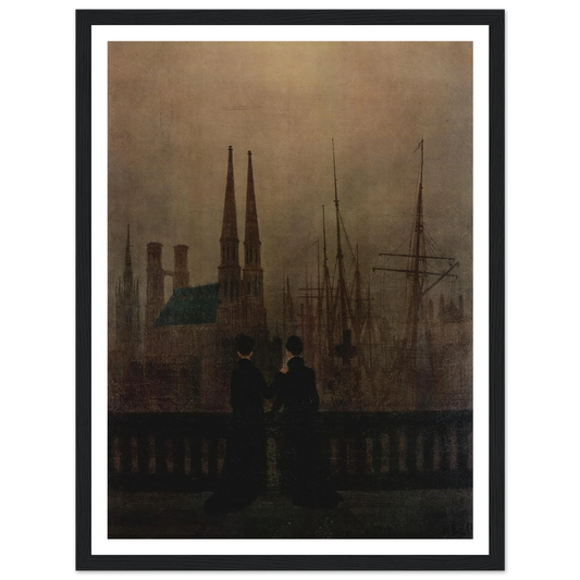The Sisters on the Balcony (1820) Art Print | Caspar David Friedrich - Framed Poster - 30x40 cm / 12x16″ - Black frame