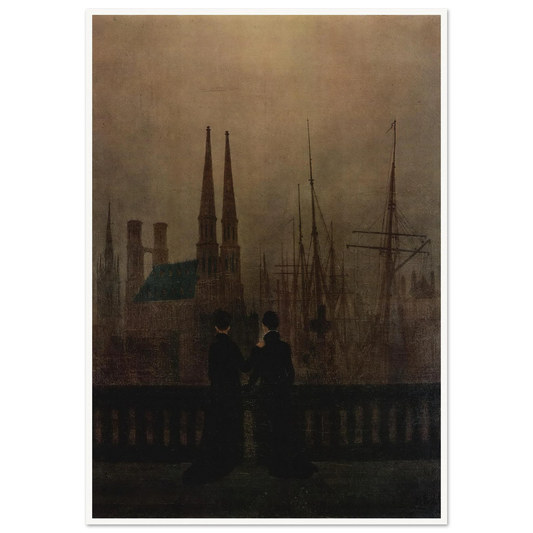 The Sisters on the Balcony (1820) Art Print | Caspar David Friedrich - Framed Poster - 30x40 cm / 12x16″ - Black frame