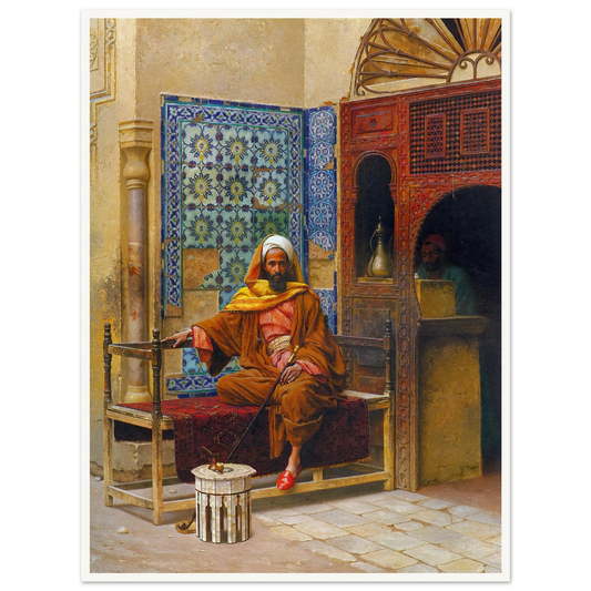 The Smoker (1903) Art Print | Ludwig Deutsch - Framed Poster - 30x40 cm / 12x16″ - Black frame