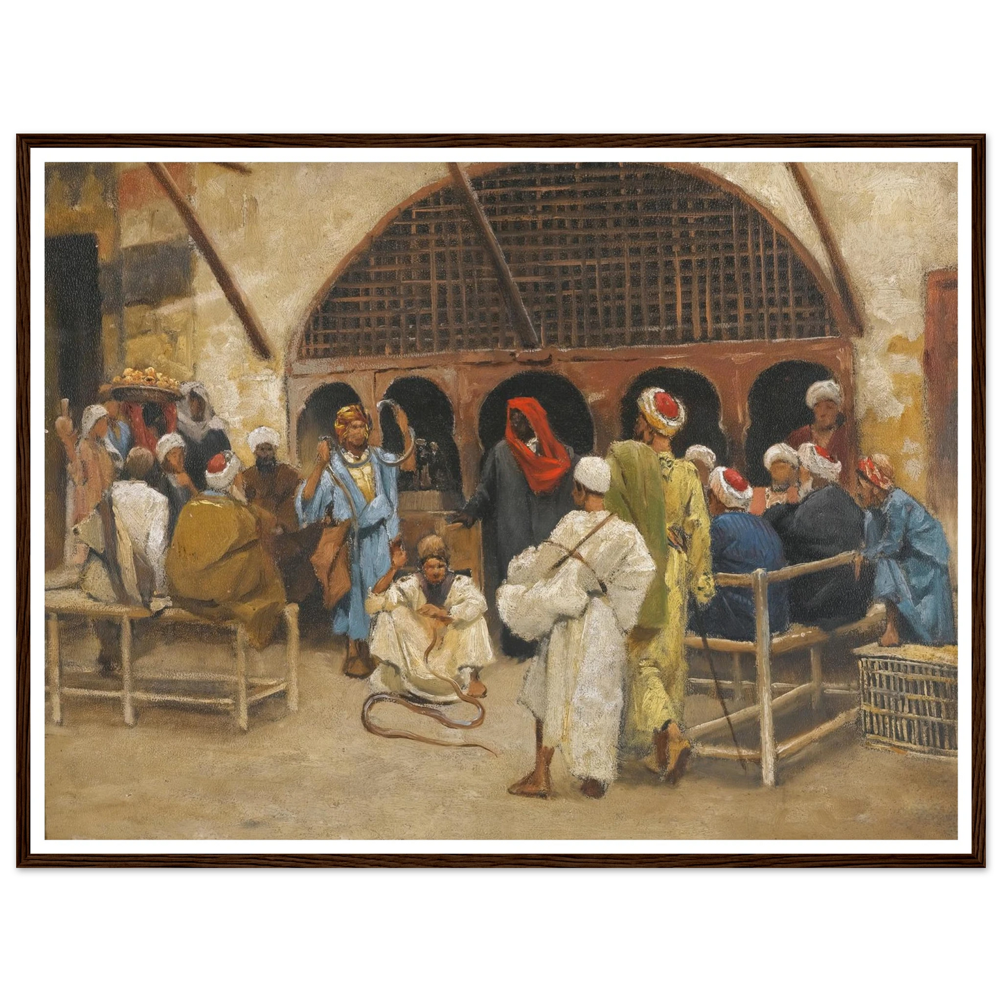 The Snake Charmers Art Print | Ludwig Deutsch - Framed Poster - 30x40 cm / 12x16″ - Black frame