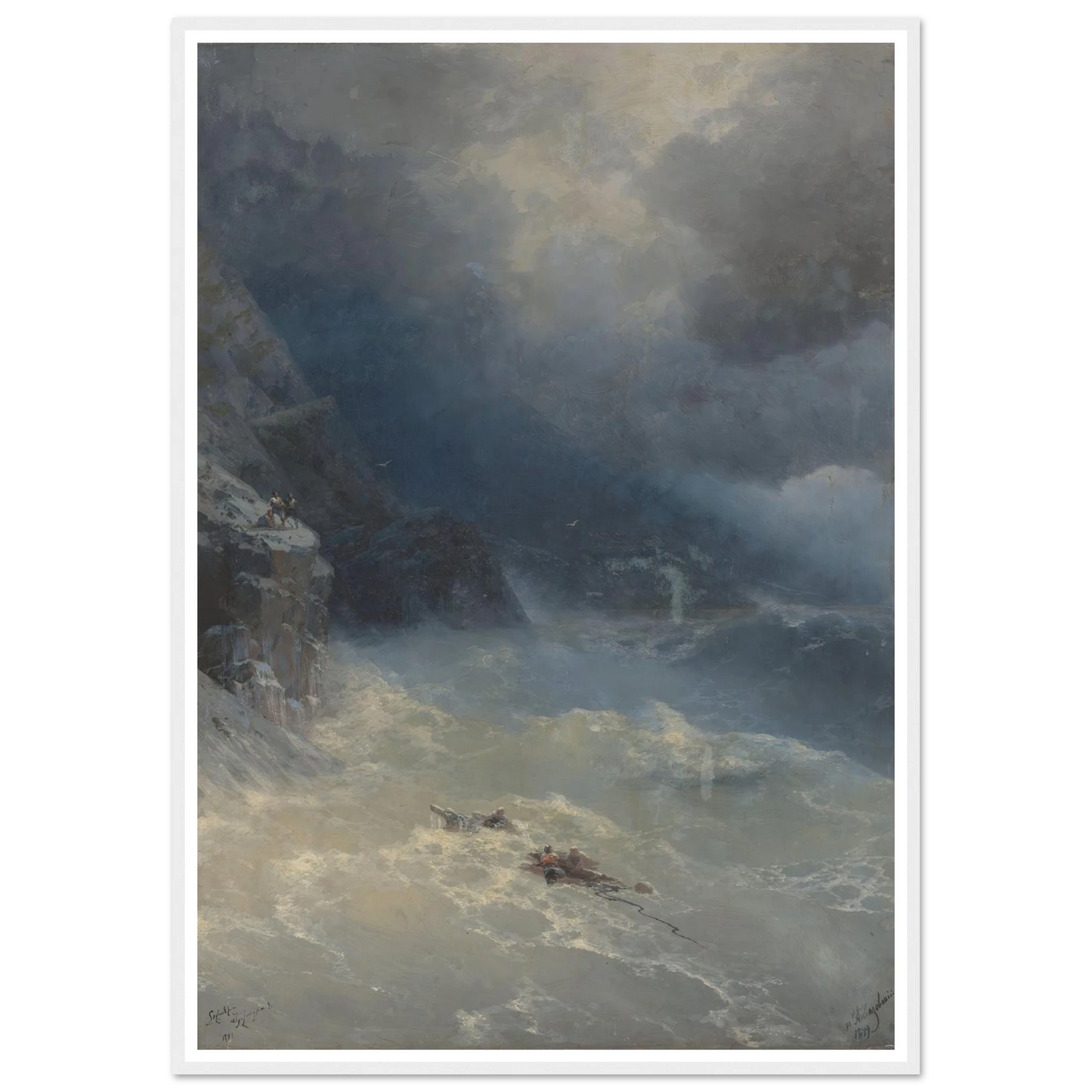 The storm at Cape Aya (1899) Art Print | Ivan Konstantinovich Aivazovsky - Framed Poster - 70x100 cm / 28x40″ - Black frame