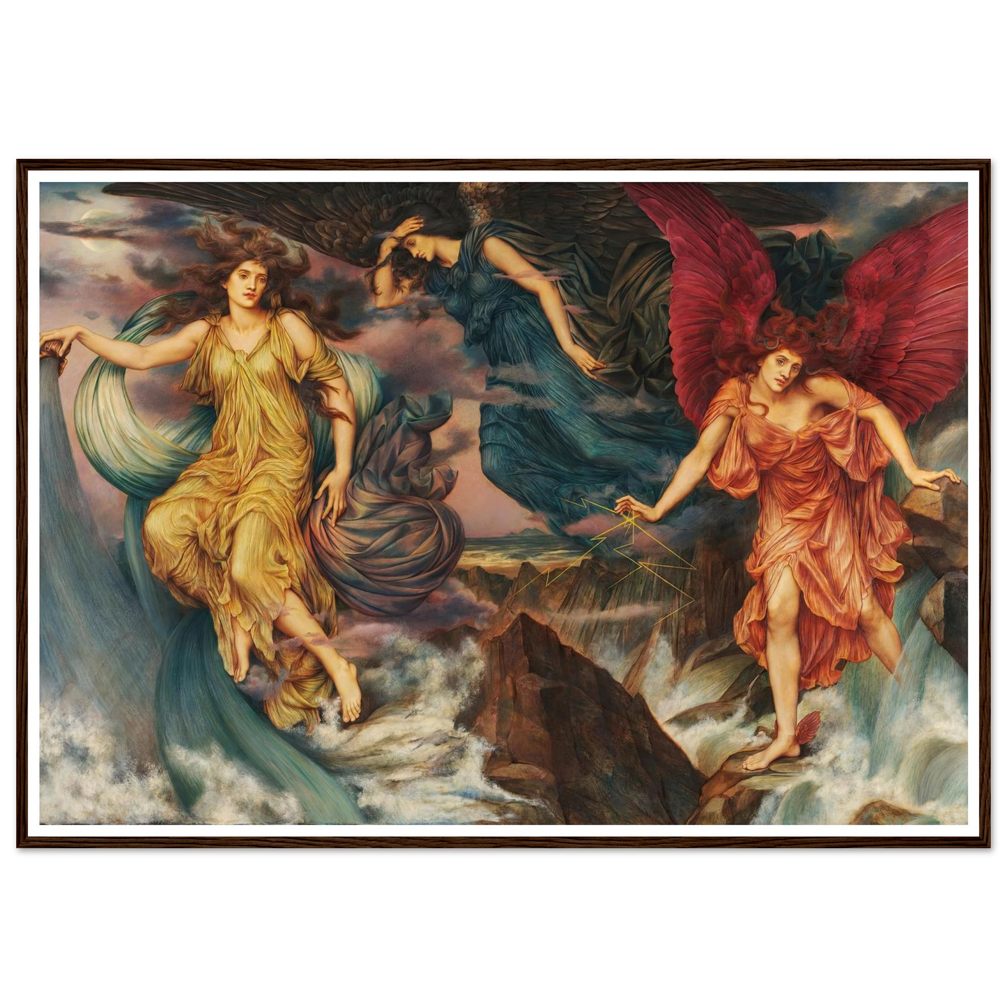 The Storm Spirits (circa 1900) Art Print | Evelyn de Morgan - Framed Poster - 30x40 cm / 12x16″ - Black frame