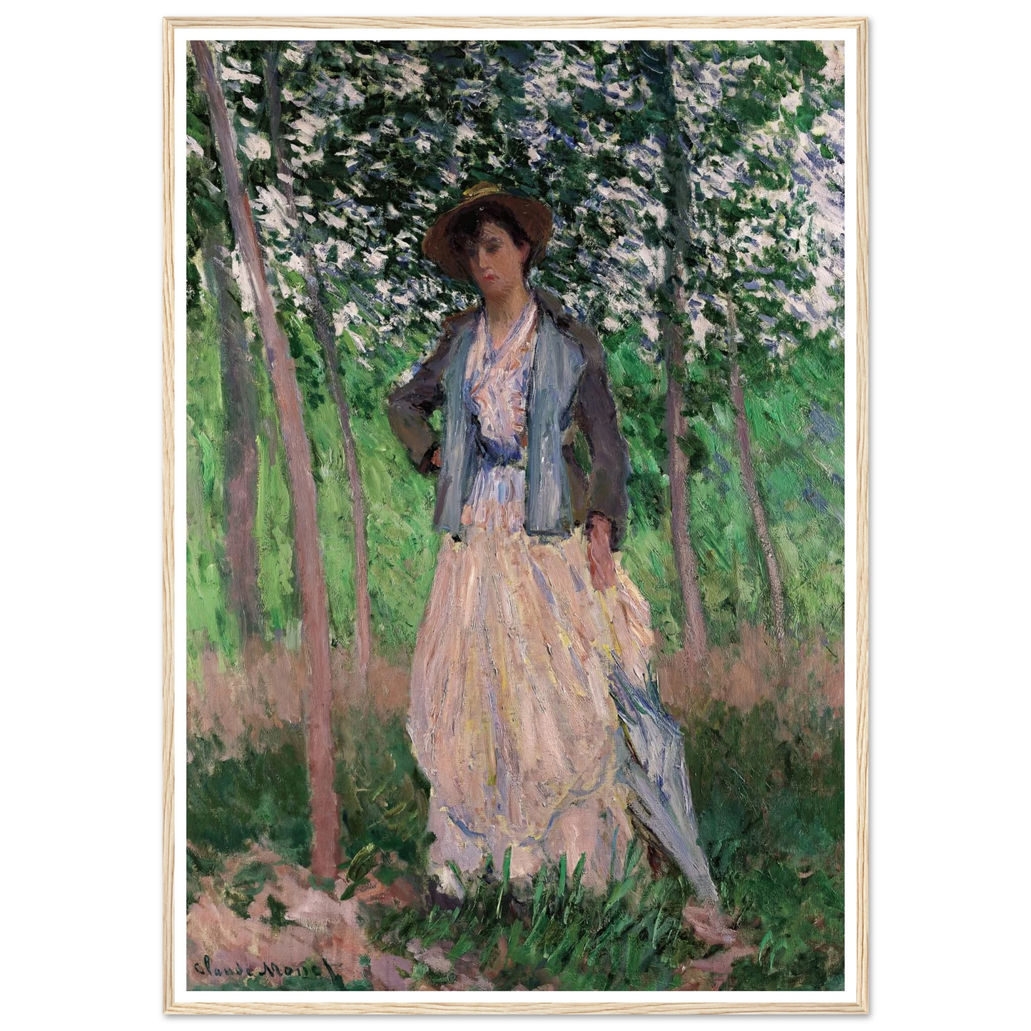 The Stroller (Suzanne Hoschedé, later Mrs. Theodore Earl Butler, 1868–1899) (1887) Art Print | Claude Monet - Framed Poster - 30x40 cm / 12x16″ - Black frame