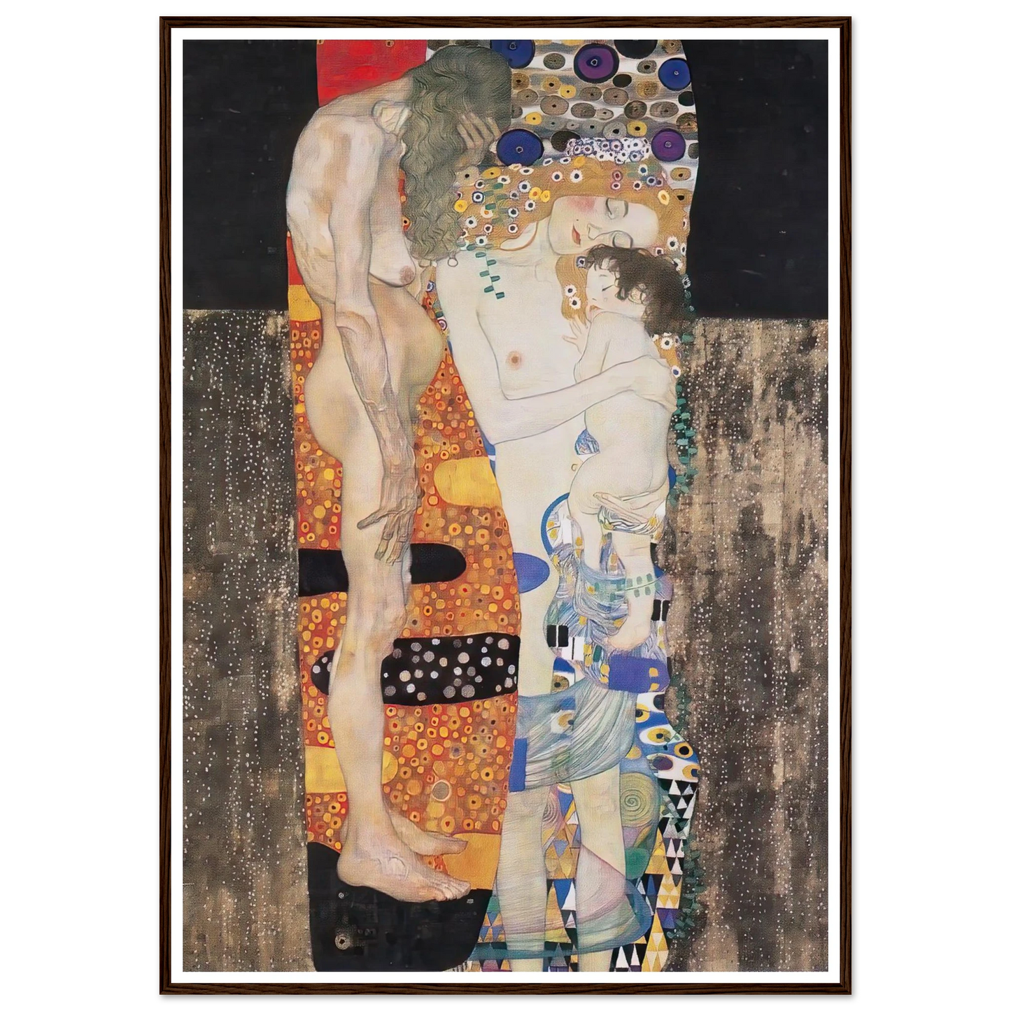 The Three Ages of the Woman (1905) Art Print | Gustav Klimt - Framed Poster - 30x40 cm / 12x16″ - Black frame