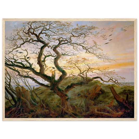 The Tree of Crows Art Print | Caspar David Friedrich - Framed Poster - 30x40 cm / 12x16″ - Black frame