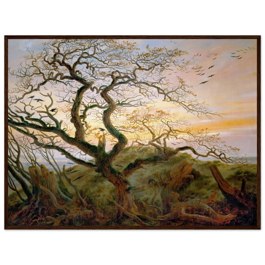The Tree of Crows Art Print | Caspar David Friedrich - Framed Poster - 30x40 cm / 12x16″ - Black frame