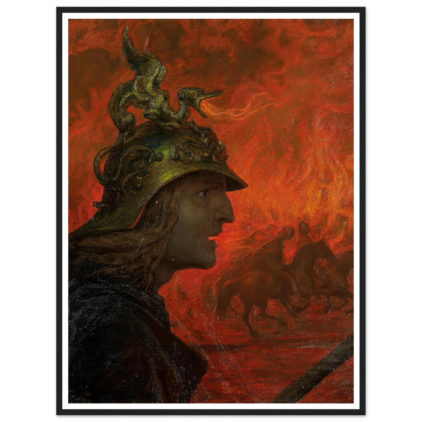 The War (1907) Art Print | Hans Thoma - Framed Poster - 30x40 cm / 12x16″ - Black frame