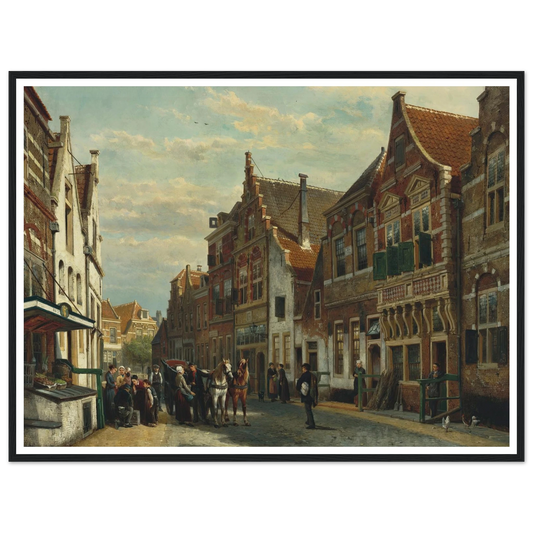 The Wijdstraat, Oudewater, in summer (1878) Art Print | Cornelis Springer - Framed Poster - 30x40 cm / 12x16″ - Black frame