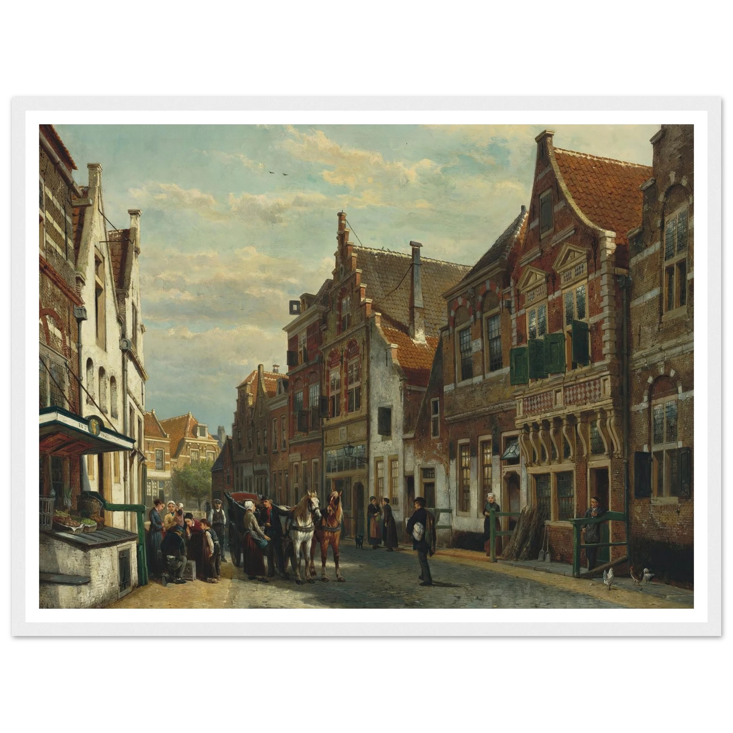 The Wijdstraat, Oudewater, in summer (1878) Art Print | Cornelis Springer - Framed Poster - 30x40 cm / 12x16″ - Black frame