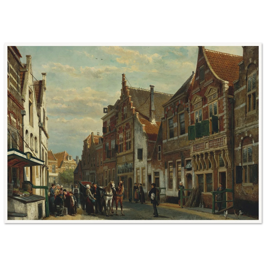 The Wijdstraat, Oudewater, in summer (1878) Art Print | Cornelis Springer - Framed Poster - 30x40 cm / 12x16″ - Black frame