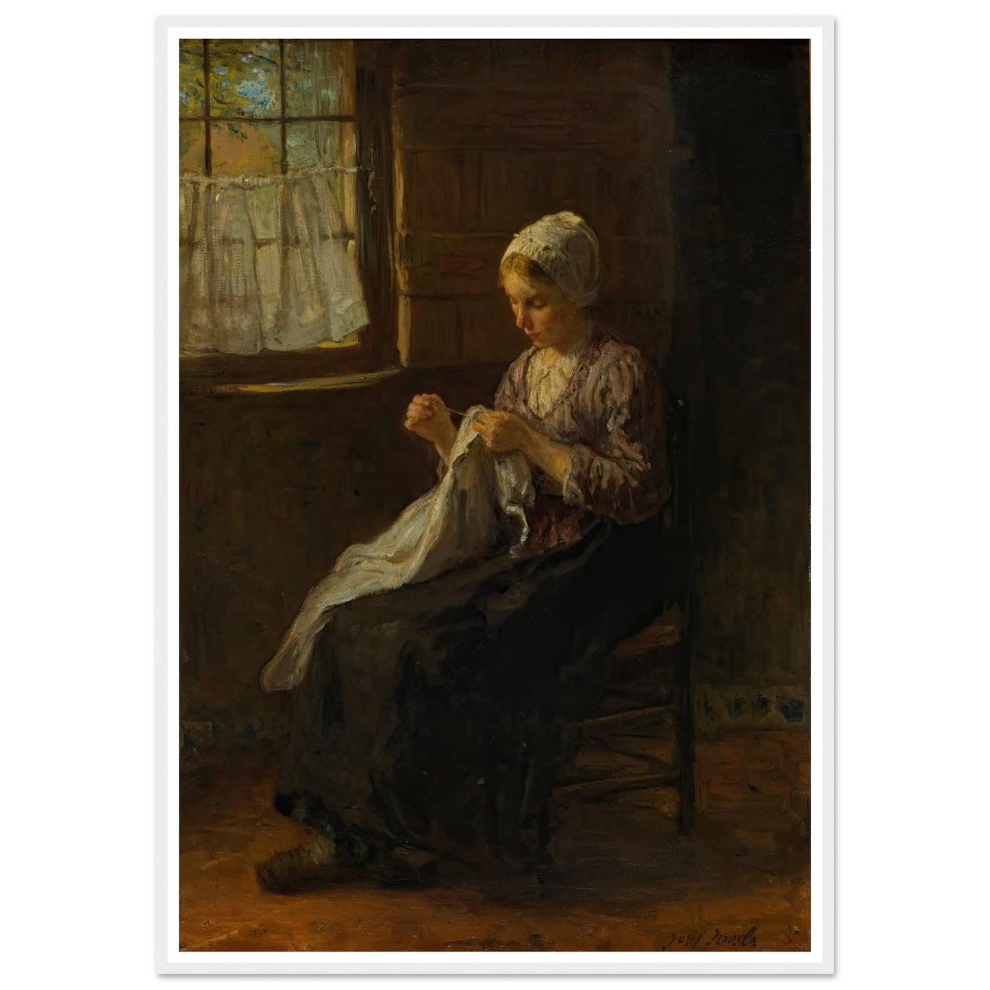 The young seamstress Art Print | Jozef Israels - Framed Poster - 30x40 cm / 12x16″ - Black frame