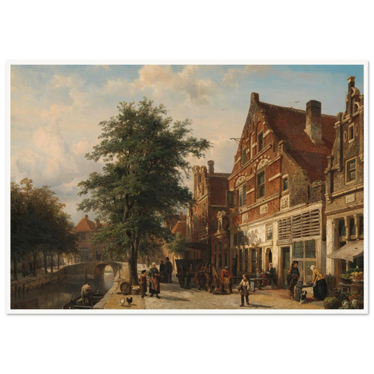 The Zuiderhavendijk, Enkhuizen (1868) Art Print | Cornelis Springer - Framed Poster - 30x40 cm / 12x16″ - Black frame