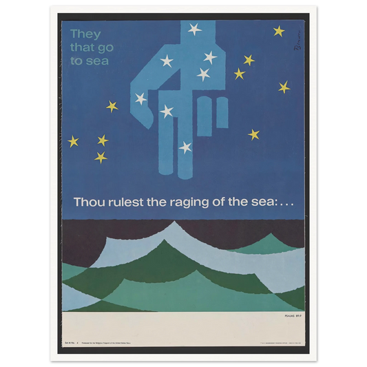 Thou rulest the raging of the sea … Psalms 89_9 (1963) Art Print | Joseph Binder - Framed Poster - 30x40 cm / 12x16″ - Black frame