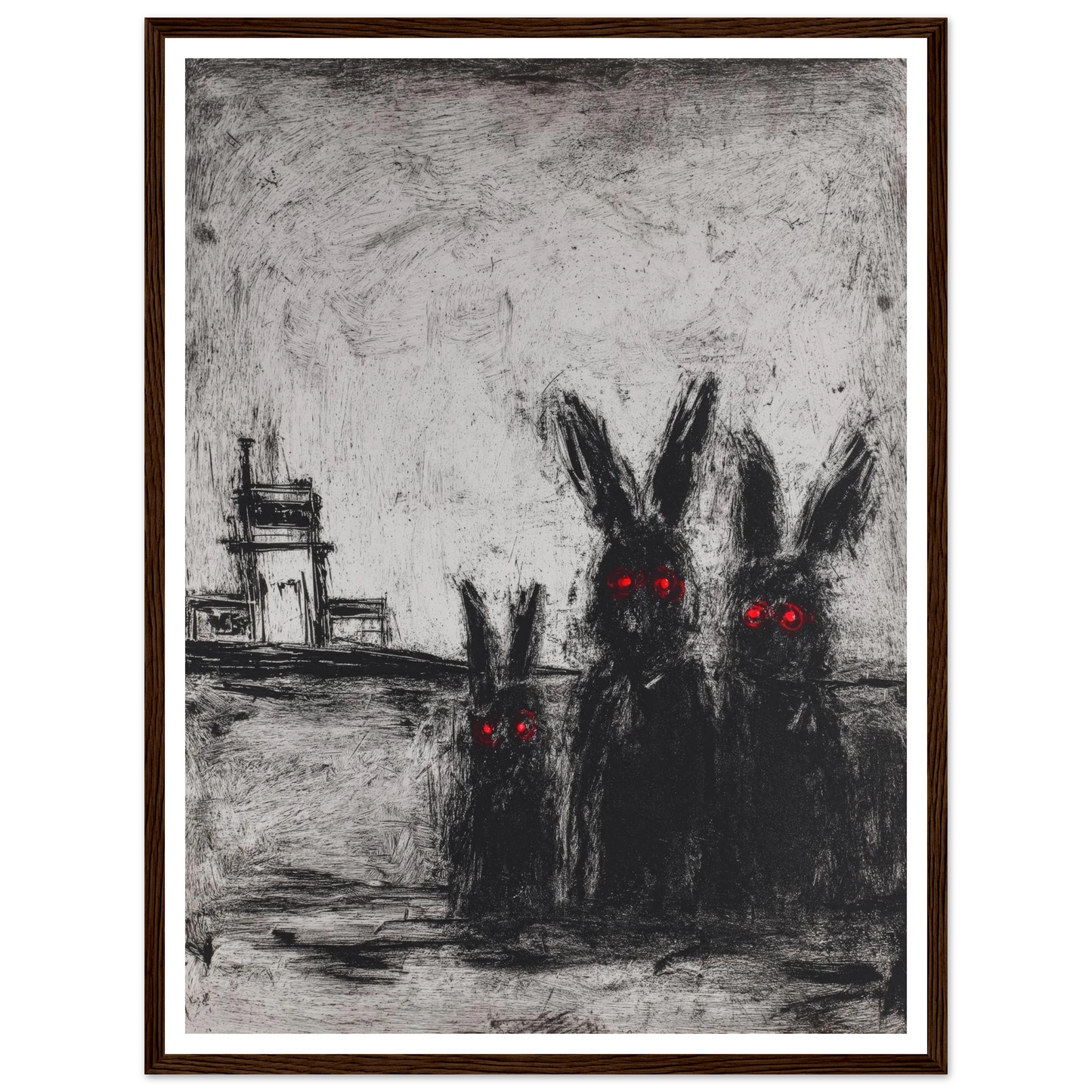 Three Etched Faces - Framed Poster - 30x40 cm / 12x16″ - Black frame