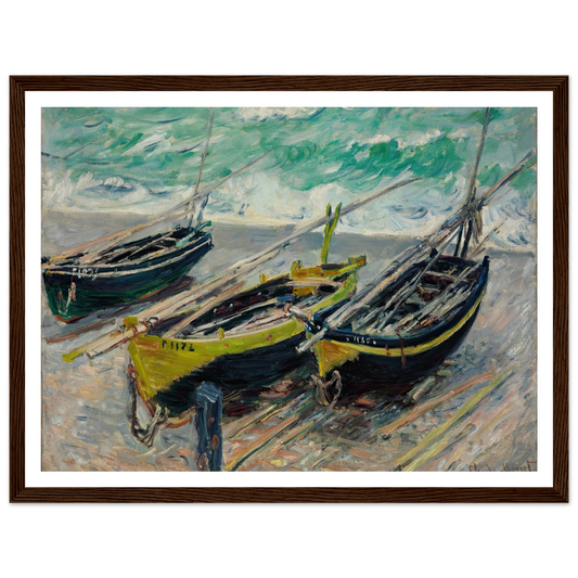 Three Fishing Boats Art Print | Claude Monet - Framed Poster - 30x40 cm / 12x16″ - Black frame