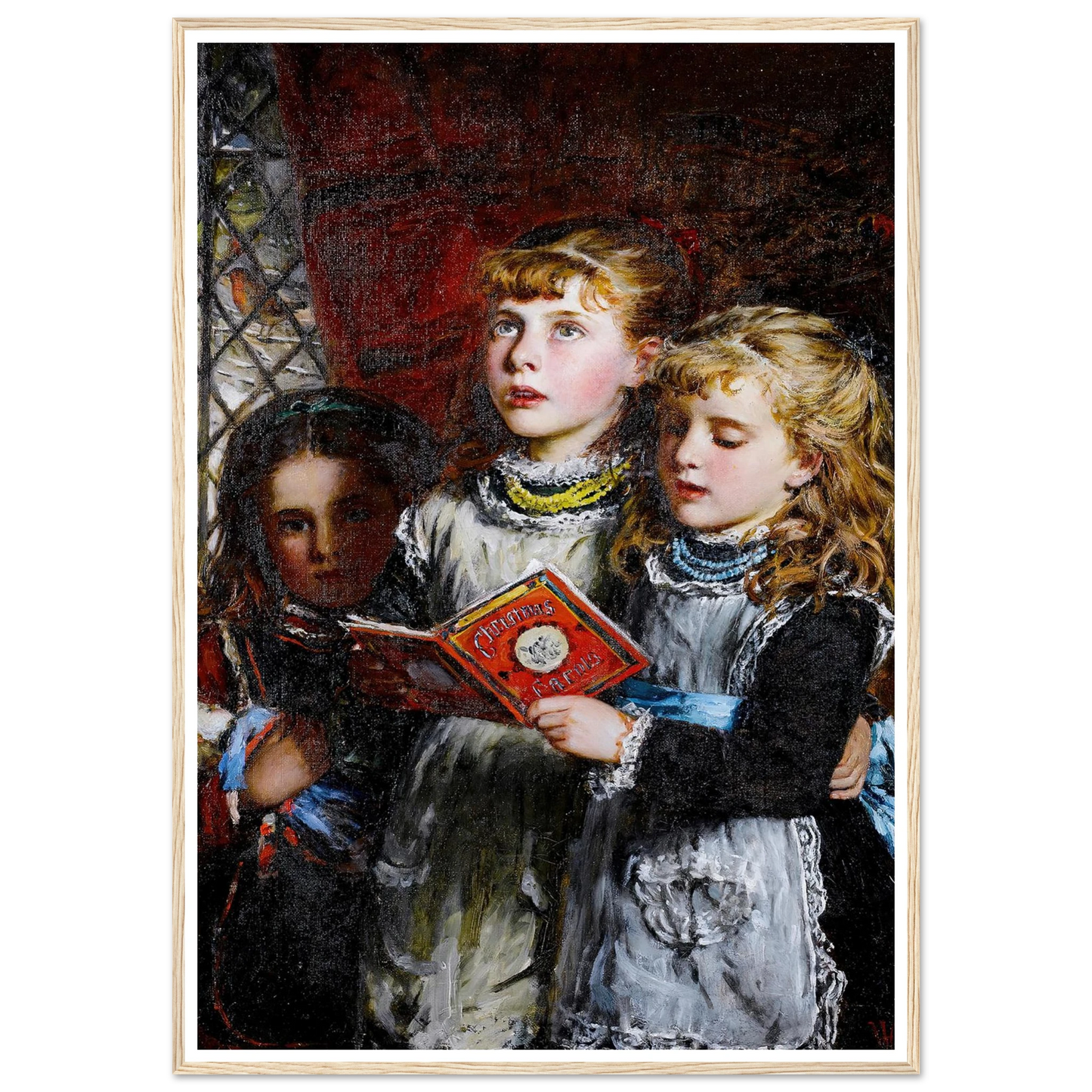 Three Girls Singing Carols - Framed Poster - 30x40 cm / 12x16″ - Black frame