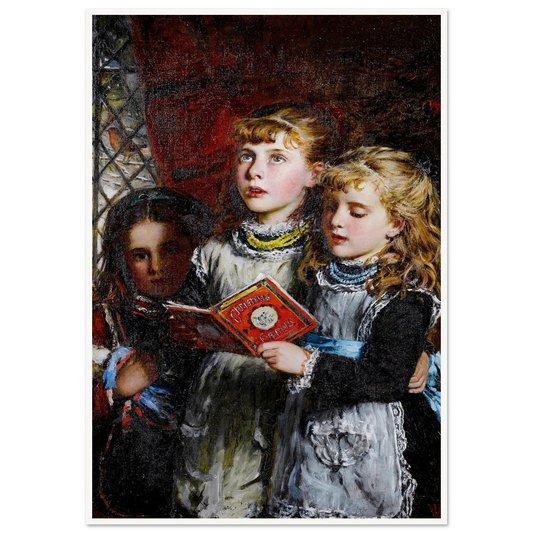 Three Girls Singing Carols - Framed Poster - 30x40 cm / 12x16″ - Black frame