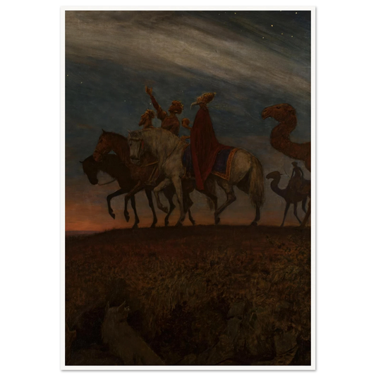 Three Magi on the way to Bethlehem (1906) Art Print | Hans Thoma - Framed Poster - 30x40 cm / 12x16″ - Black frame