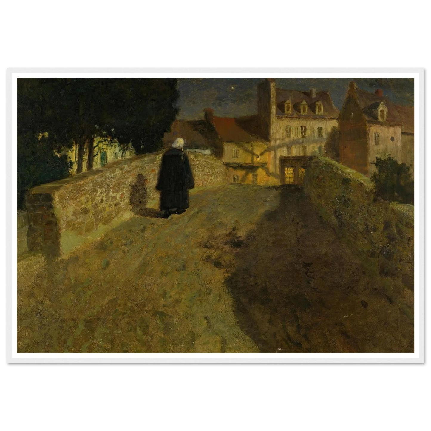 Towards The Pont Lovignon (Pont Fleuri) In Quimperlé Art Print | Frits Thaulow - Framed Poster - 30x40 cm / 12x16″ - Black frame