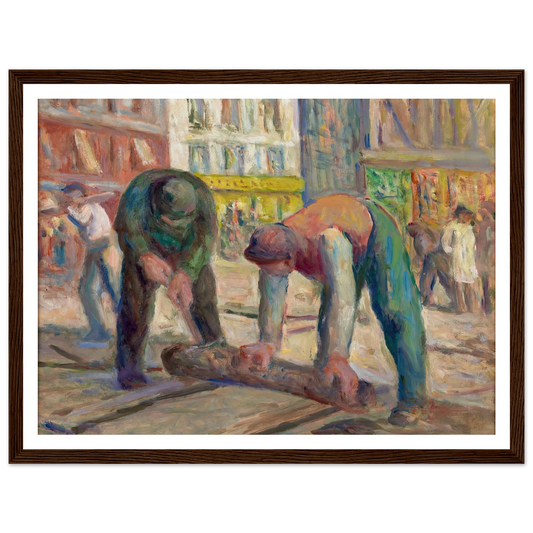 Travaux sur la chaussée, les charpentiers (1930-1935) Art Print | Maximilien Luce - Framed Poster - 30x40 cm / 12x16″ - Black frame