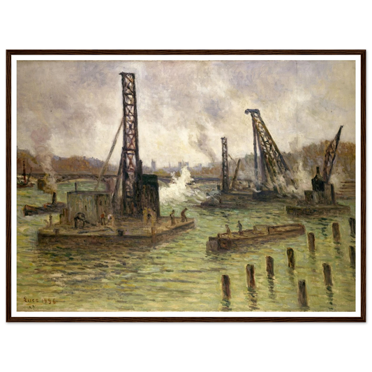 Travaux sur la Seine, au pont des Saints-Pères (1936) Art Print | Maximilien Luce - Framed Poster - 30x40 cm / 12x16″ - Black frame
