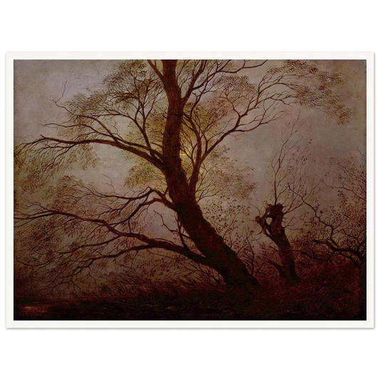 Trees in the moonlight Art Print | Caspar David Friedrich - Framed Poster - 30x40 cm / 12x16″ - Black frame