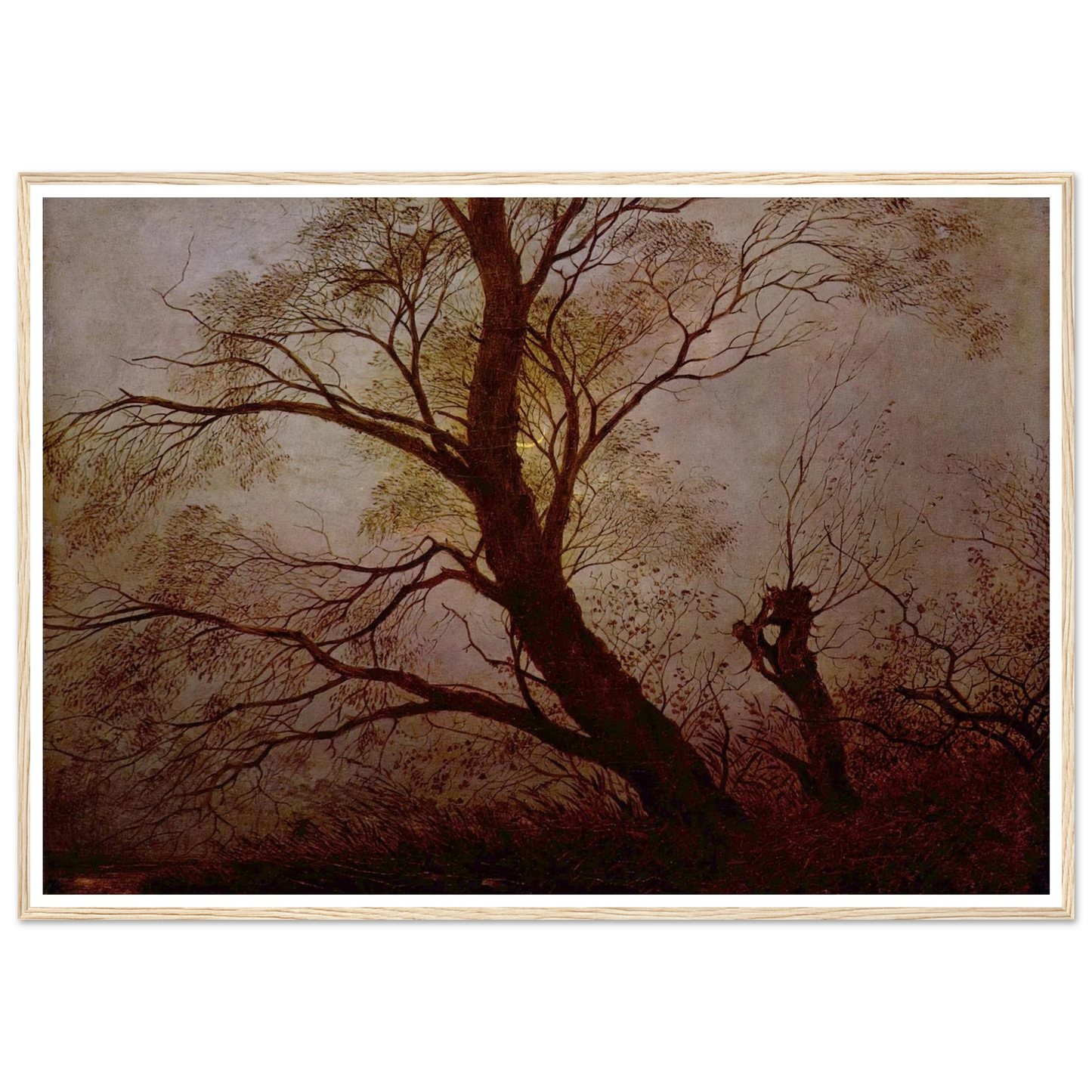 Trees in the moonlight Art Print | Caspar David Friedrich - Framed Poster - 30x40 cm / 12x16″ - Black frame