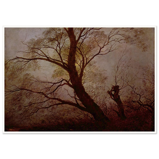 Trees in the moonlight Art Print | Caspar David Friedrich - Framed Poster - 30x40 cm / 12x16″ - Black frame