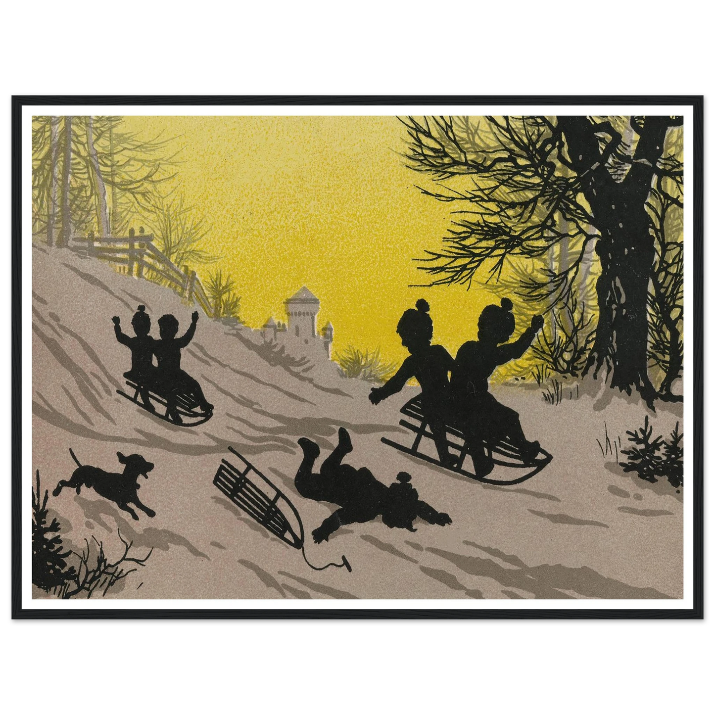 Triumph and Tumble on the Snow - Framed Poster - 30x40 cm / 12x16″ - Black frame