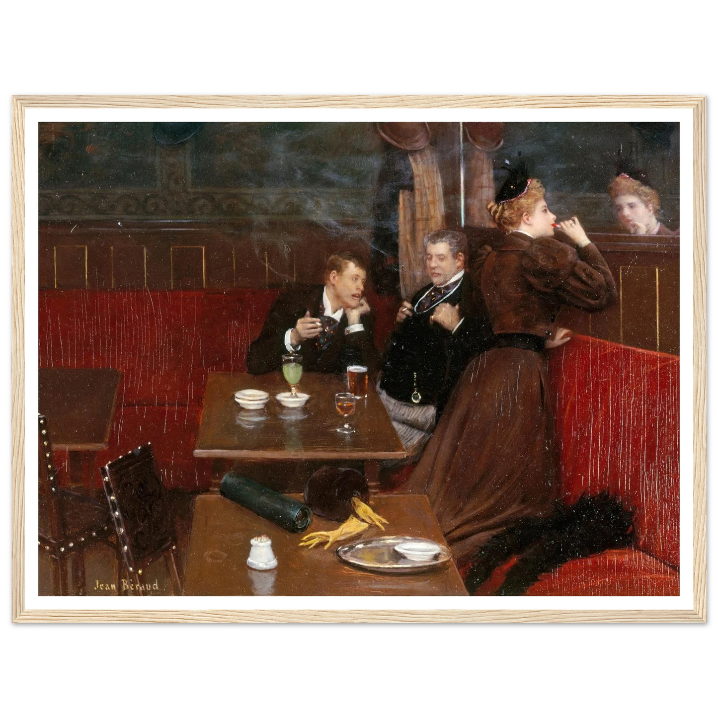 Trois personnages dans un café (1890) Art Print | Jean Beraud - Framed Poster - 30x40 cm / 12x16″ - Black frame