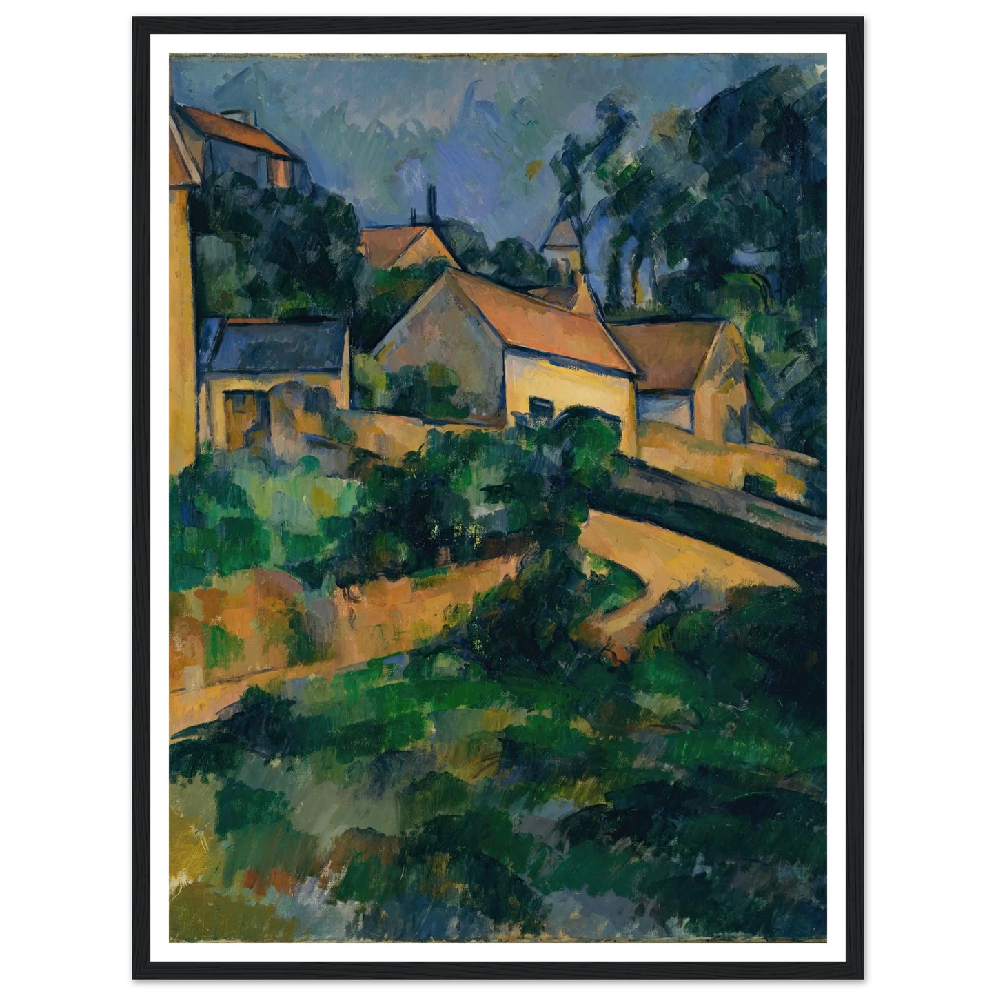 Turning Road at Montgeroult (1898) Art Print | Paul Cezanne - Framed Poster - 30x40 cm / 12x16″ - Black frame