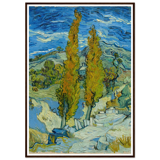 Two Poplars in the Alpilles near Saint-Rémy (1889) Art Print | Vincent van Gogh - Framed Poster - 30x40 cm / 12x16″ - Black frame