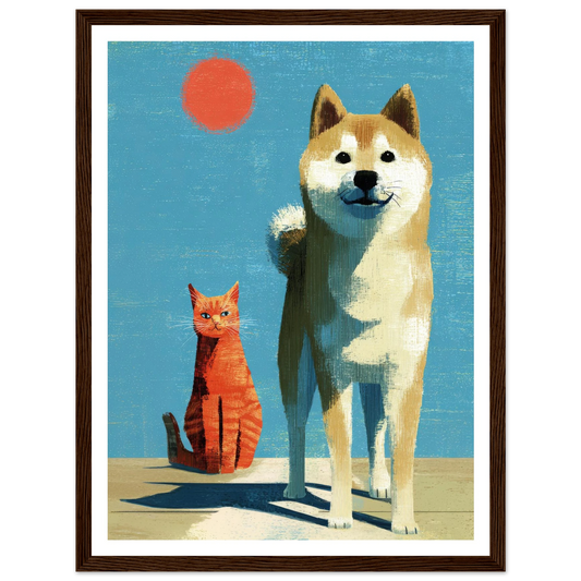 Two Silhouettes Under a Red Sun - Framed Poster - 30x40 cm / 12x16″ - Black frame